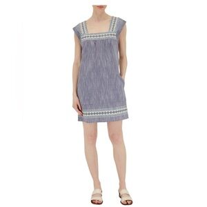 Faherty Hailee 100% Organic Cotton Navy Jacquard Mini Dress Size Small Tribal